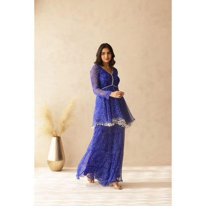 DEASHA INDIA Dhwani Blue Small Bandhej Co-Ord (Set of 2)
