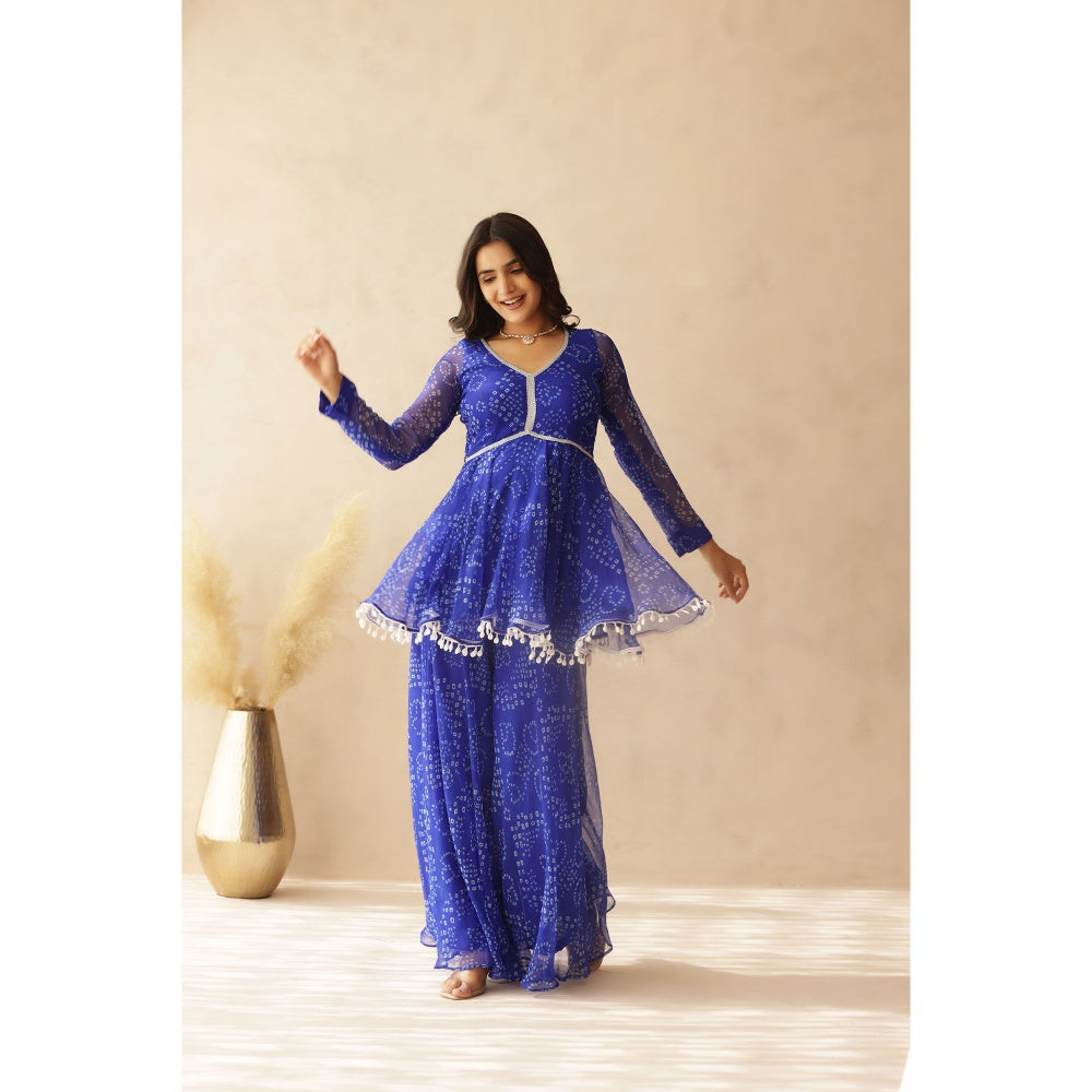 DEASHA INDIA Dhwani Blue Small Bandhej Co-Ord (Set of 2)
