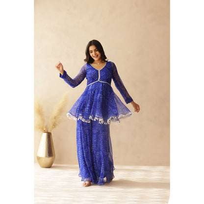 DEASHA INDIA Dhwani Blue Small Bandhej Co-Ord (Set of 2)