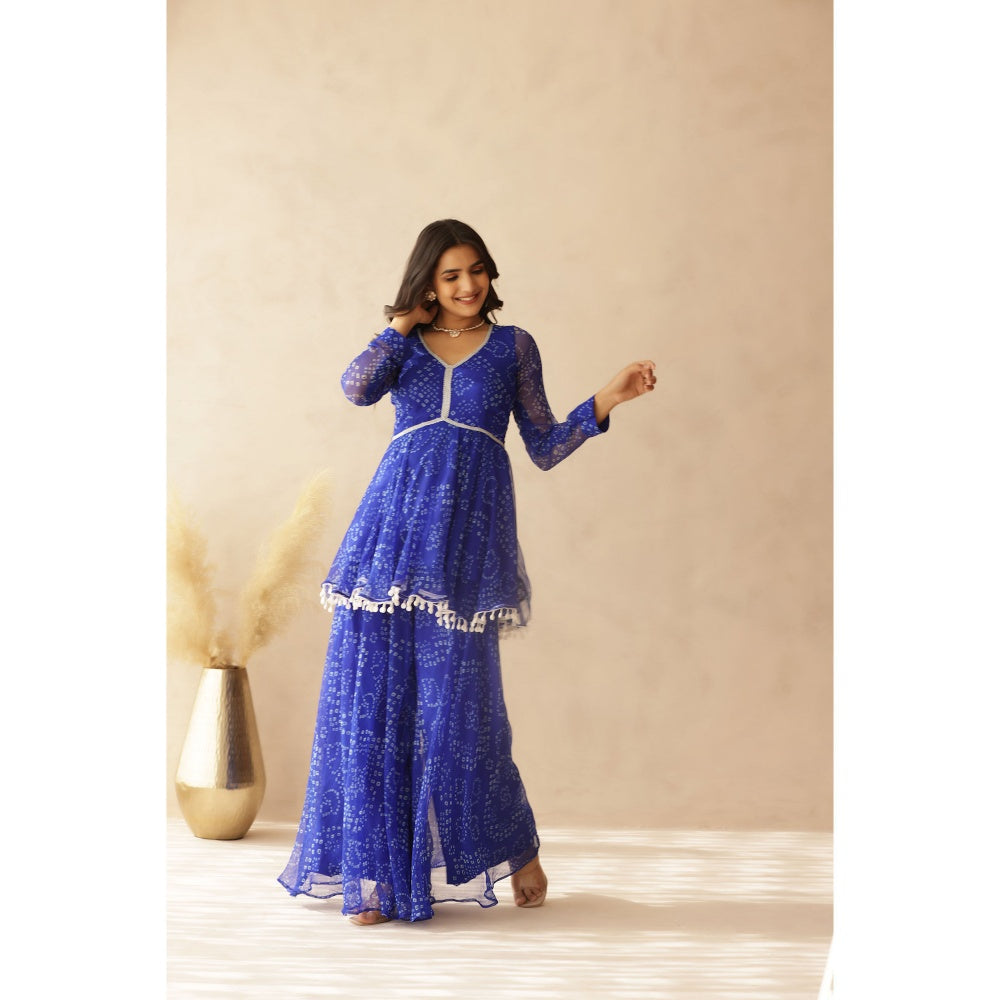 DEASHA INDIA Dhwani Blue Small Bandhej Co-Ord (Set of 2)