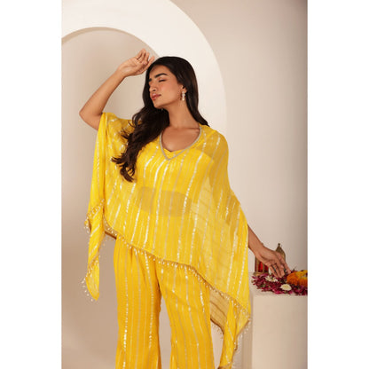 DEASHA INDIA Maithli Yellow Lurex Co-Ord (Set of 3)
