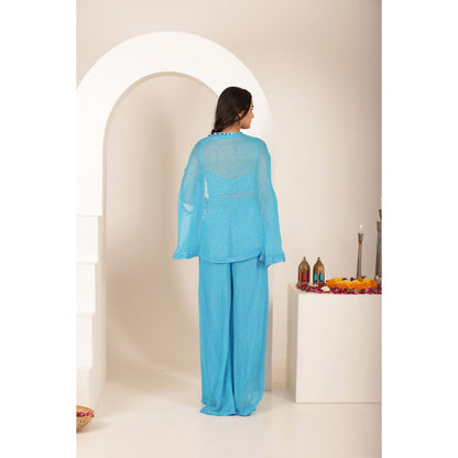 DEASHA INDIA Soha Blue Lurex Co-Ord (Set of 3)