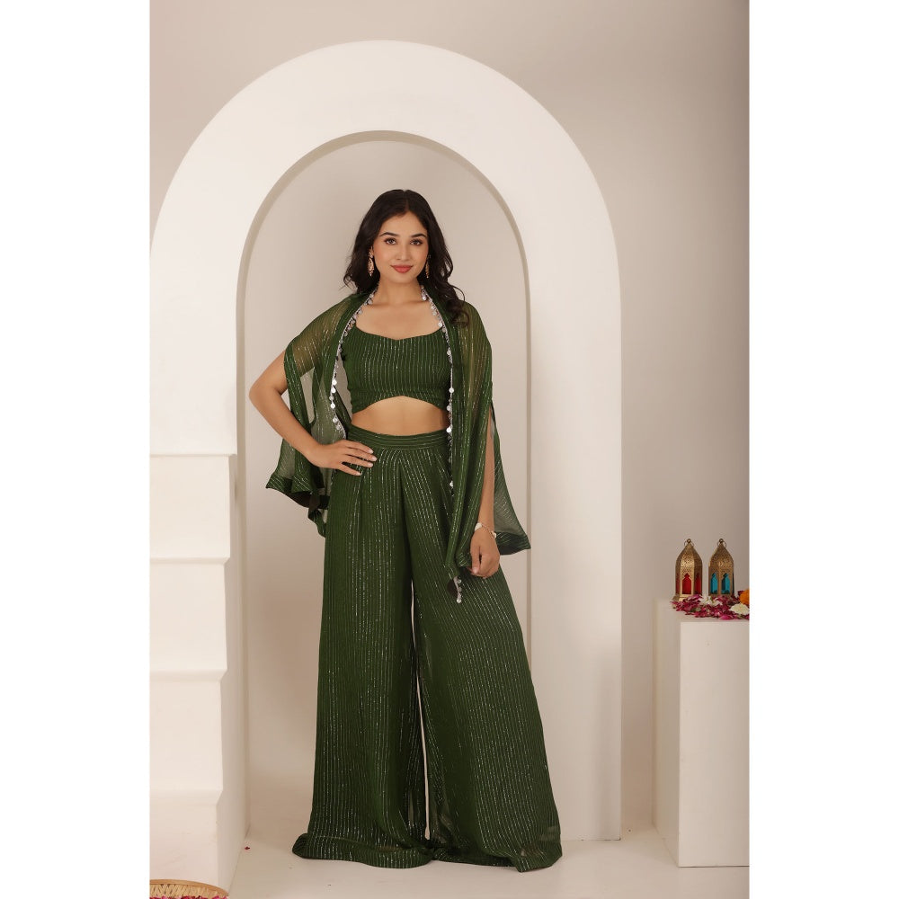 DEASHA INDIA Himani Green Lurex Co-Ord (Set of 3)