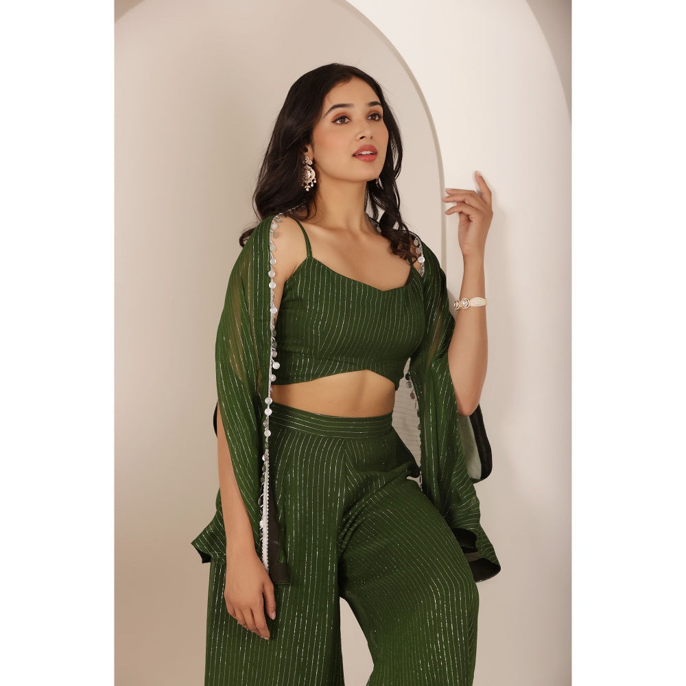 DEASHA INDIA Himani Green Lurex Co-Ord (Set of 3)