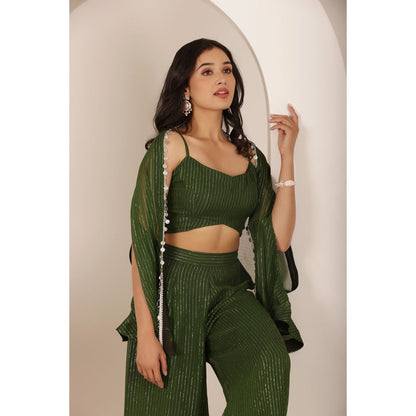 DEASHA INDIA Himani Green Lurex Co-Ord (Set of 3)