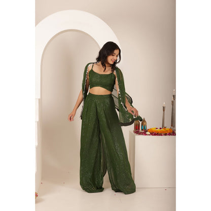 DEASHA INDIA Himani Green Lurex Co-Ord (Set of 3)