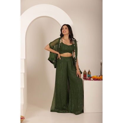 DEASHA INDIA Himani Green Lurex Co-Ord (Set of 3)