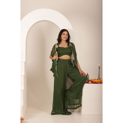 DEASHA INDIA Himani Green Lurex Co-Ord (Set of 3)