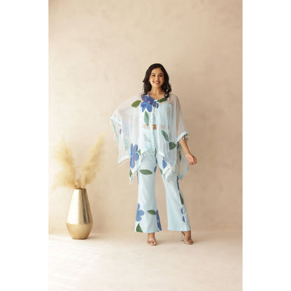 DEASHA INDIA Urvi Blue Hand Painted Co-Ord (Set of 3)