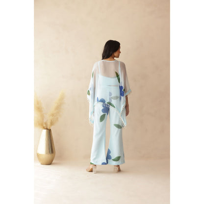 DEASHA INDIA Urvi Blue Hand Painted Co-Ord (Set of 3)