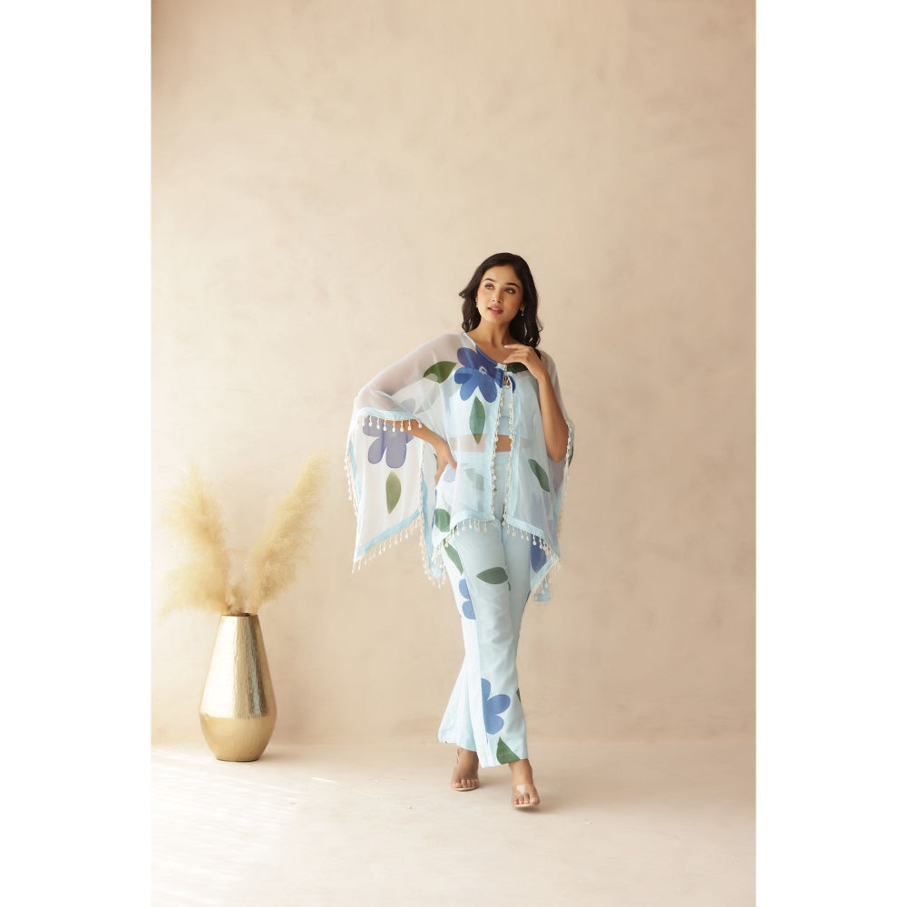 DEASHA INDIA Urvi Blue Hand Painted Co-Ord (Set of 3)