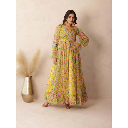 DEASHA INDIA Olivia Neon Floral Yellow Dress
