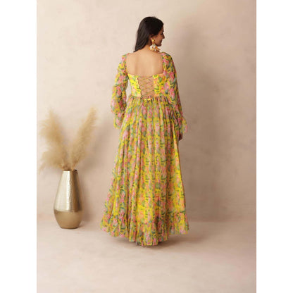DEASHA INDIA Olivia Neon Floral Yellow Dress