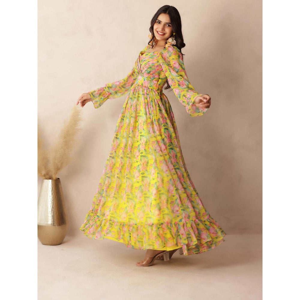 DEASHA INDIA Olivia Neon Floral Yellow Dress