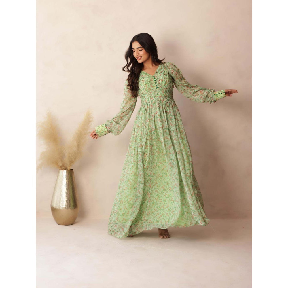 DEASHA INDIA Grace Green Floral Dress