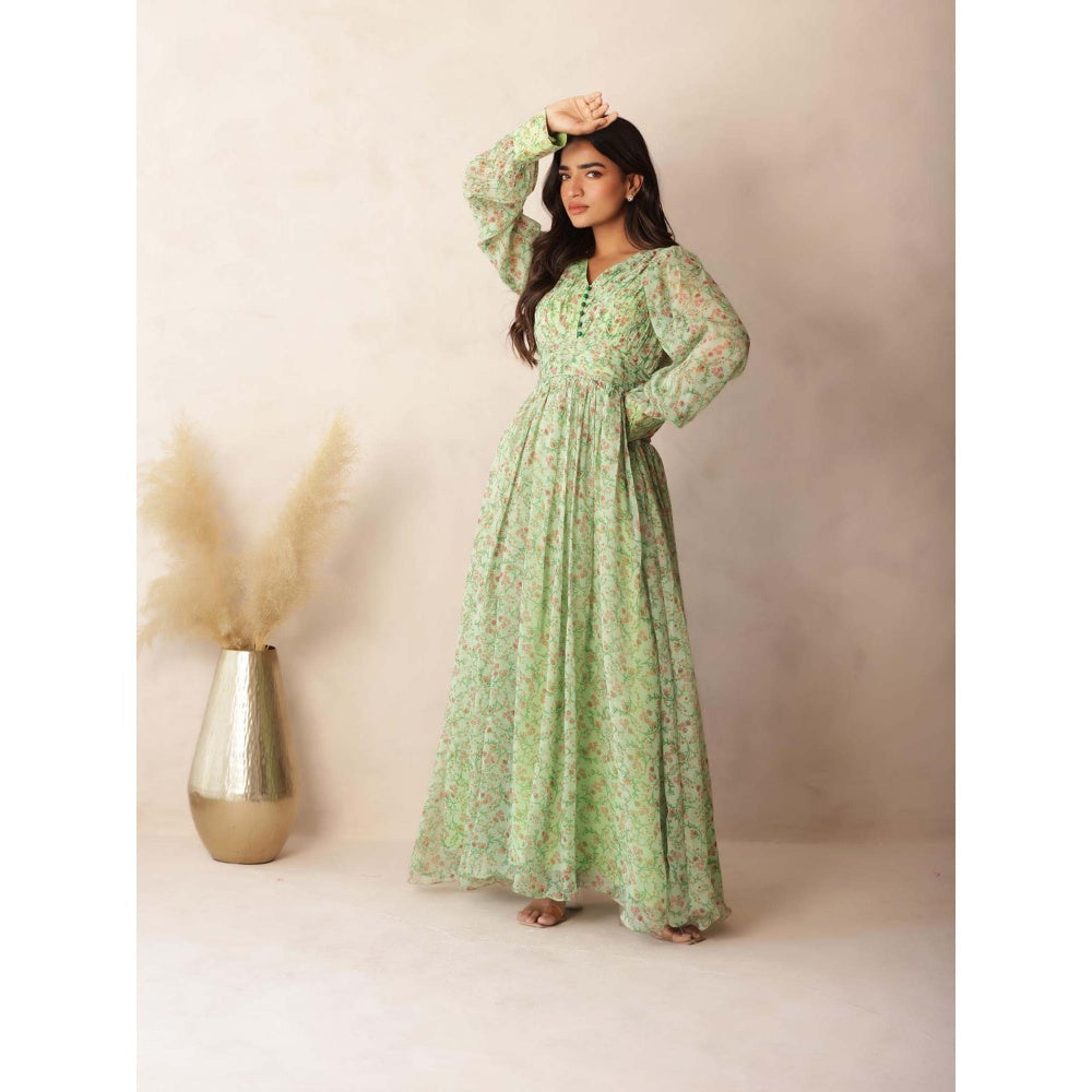 DEASHA INDIA Grace Green Floral Dress