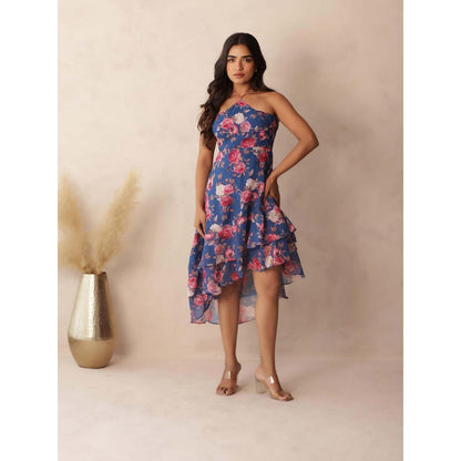 DEASHA INDIA Evelyn Blue Floral Midi Dress