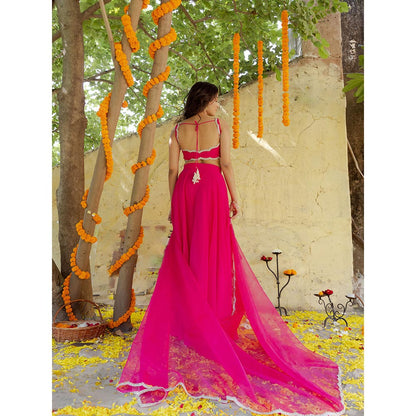 DEASHA INDIA Rani Pink Detailed Lehenga with Blouse and Dupatta (Set of 3)