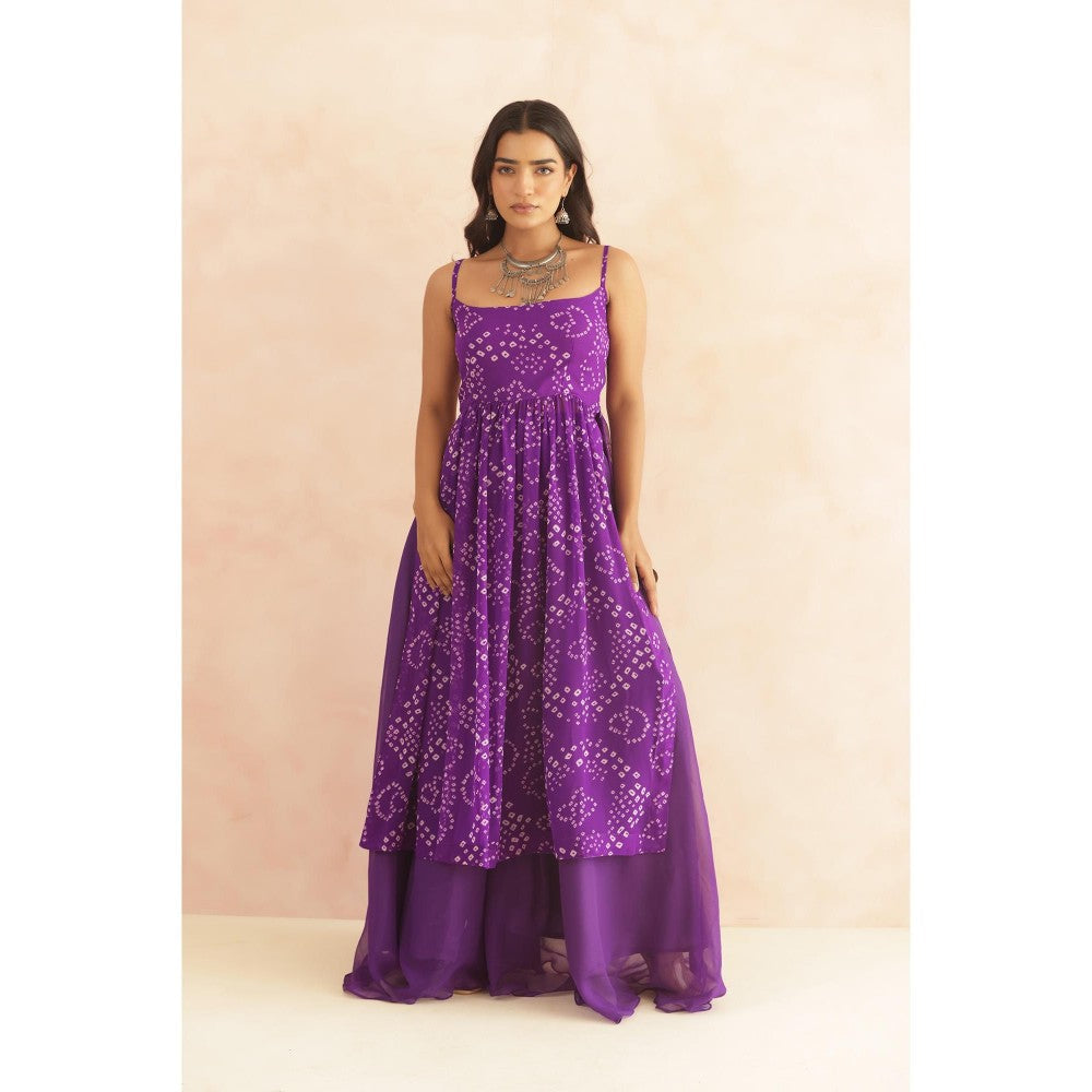 DEASHA INDIA Ilina Purple Bandhani Kurta with Palazzo