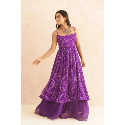DEASHA INDIA Ilina Purple Bandhani Kurta with Palazzo