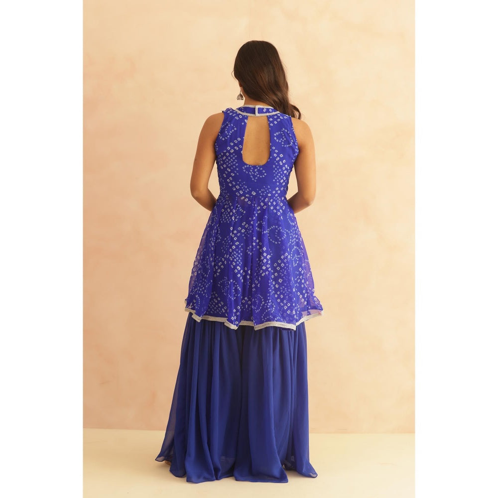 DEASHA INDIA Krisha Blue Bandhej Kurti with Sharara