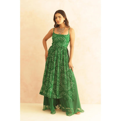 DEASHA INDIA Mihira Green Bandhani Kurta with Palazzo