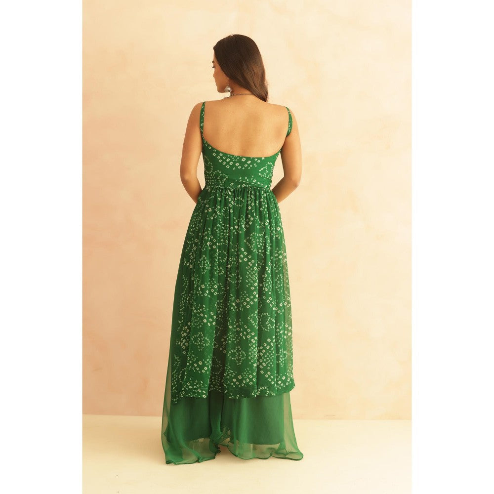 DEASHA INDIA Mihira Green Bandhani Kurta with Palazzo
