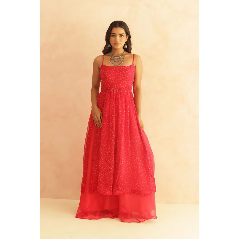 DEASHA INDIA Mishka Pink Bandhani Kurta with Palazzo