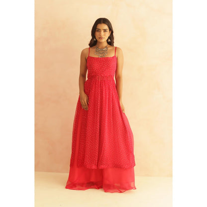 DEASHA INDIA Mishka Pink Bandhani Kurta with Palazzo