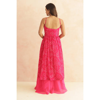 DEASHA INDIA Vriti Magenta Pink Bandhani Kurta Set