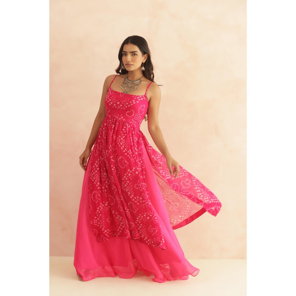DEASHA INDIA Vriti Magenta Pink Bandhani Kurta Set