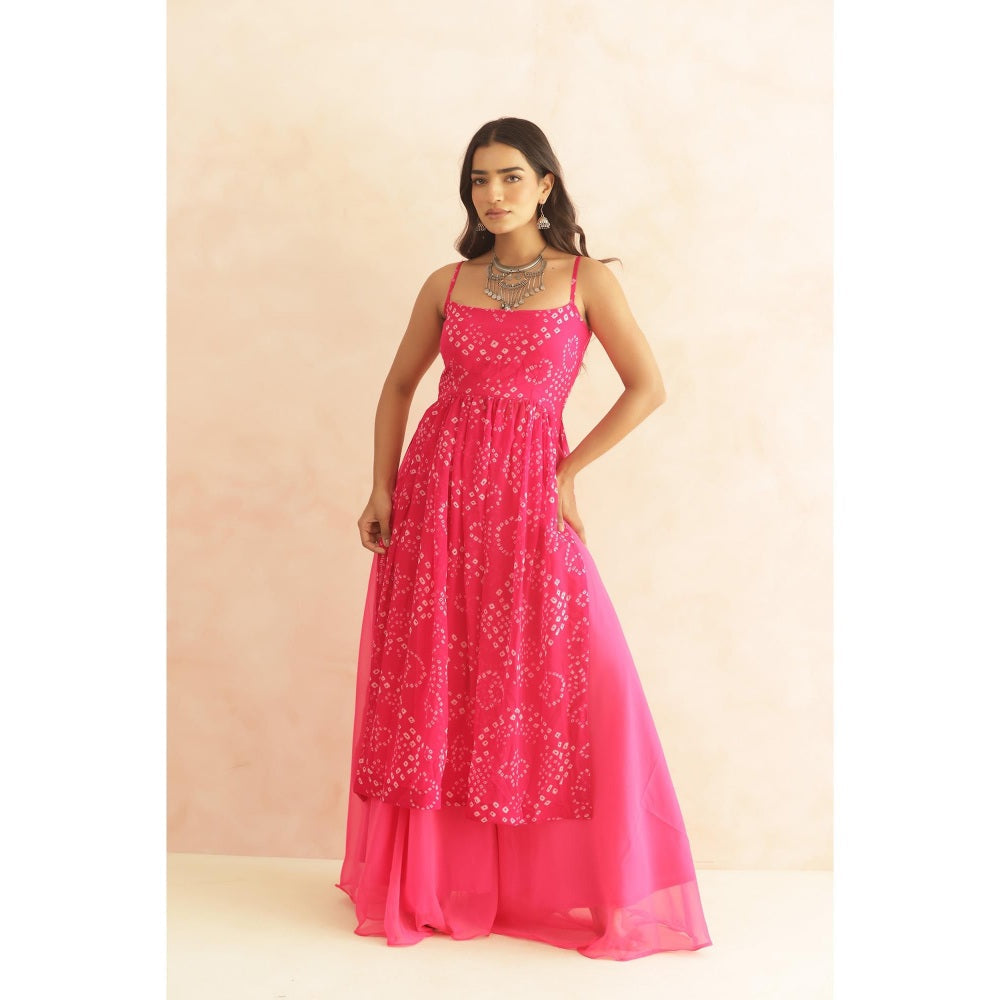 DEASHA INDIA Vriti Magenta Pink Bandhani Kurta Set