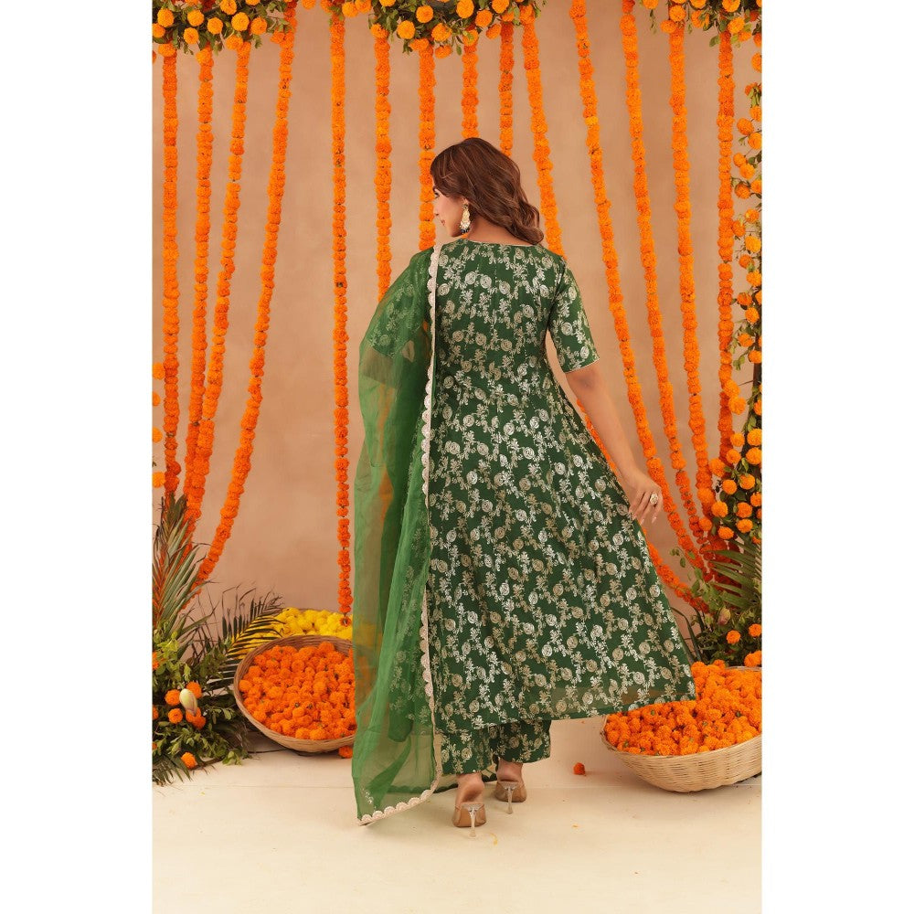 DEASHA INDIA Gul Green Brocade Anarkali with Pant & Dupatta