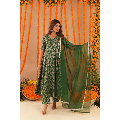 DEASHA INDIA Gul Green Brocade Anarkali with Pant & Dupatta