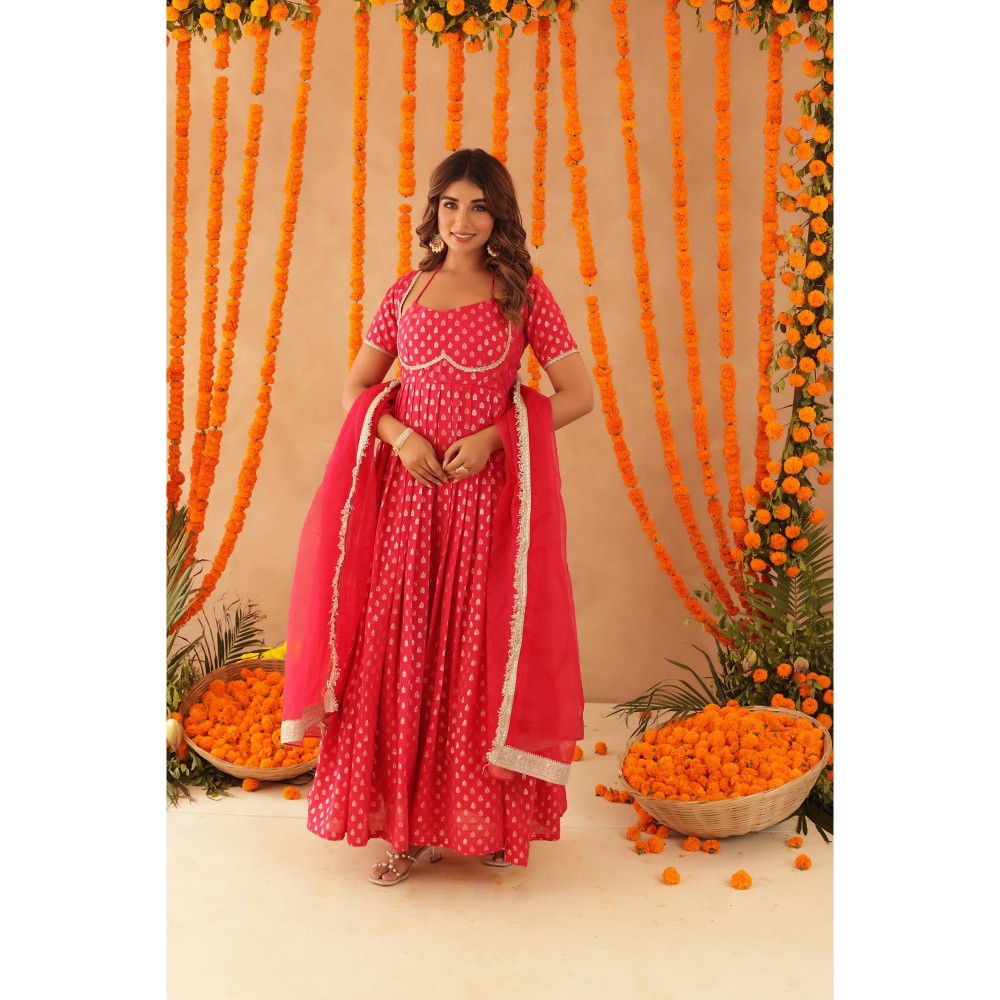 DEASHA INDIA Kanak Pink Anarkali Set