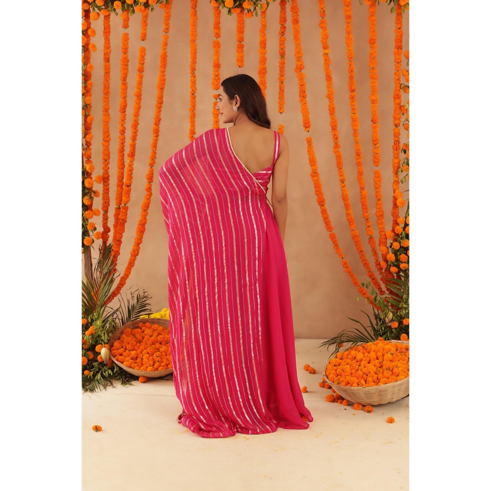DEASHA INDIA Naaya Pink Lurex Blouse with Palazzo & Dupatta