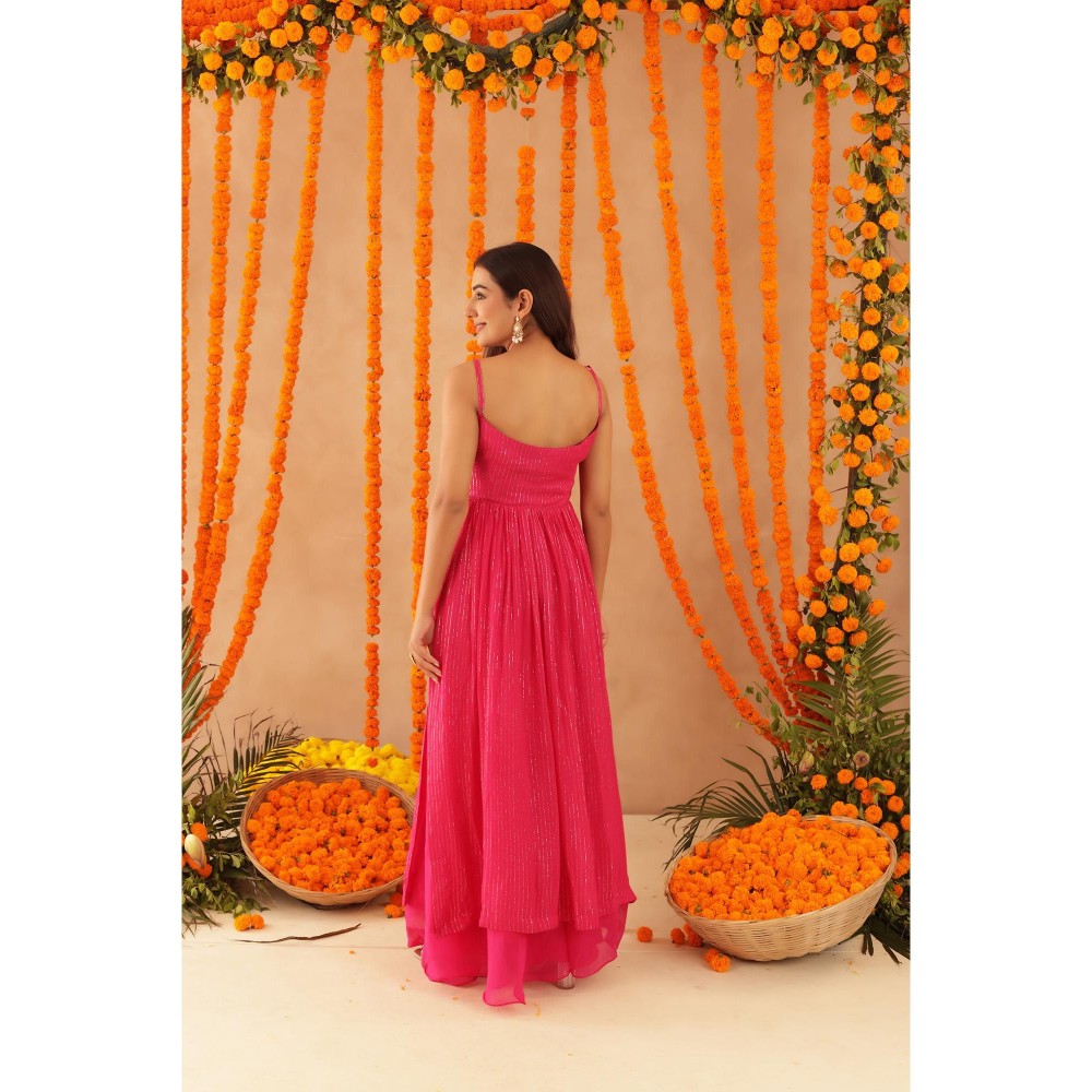 DEASHA INDIA Nishka Pink Lurex Kurta with Palazzo & Dupatta