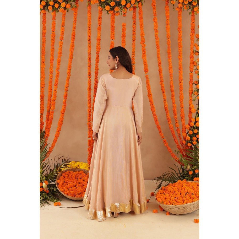 DEASHA INDIA Shreya Beige Anarkali with Pant & Dupatta