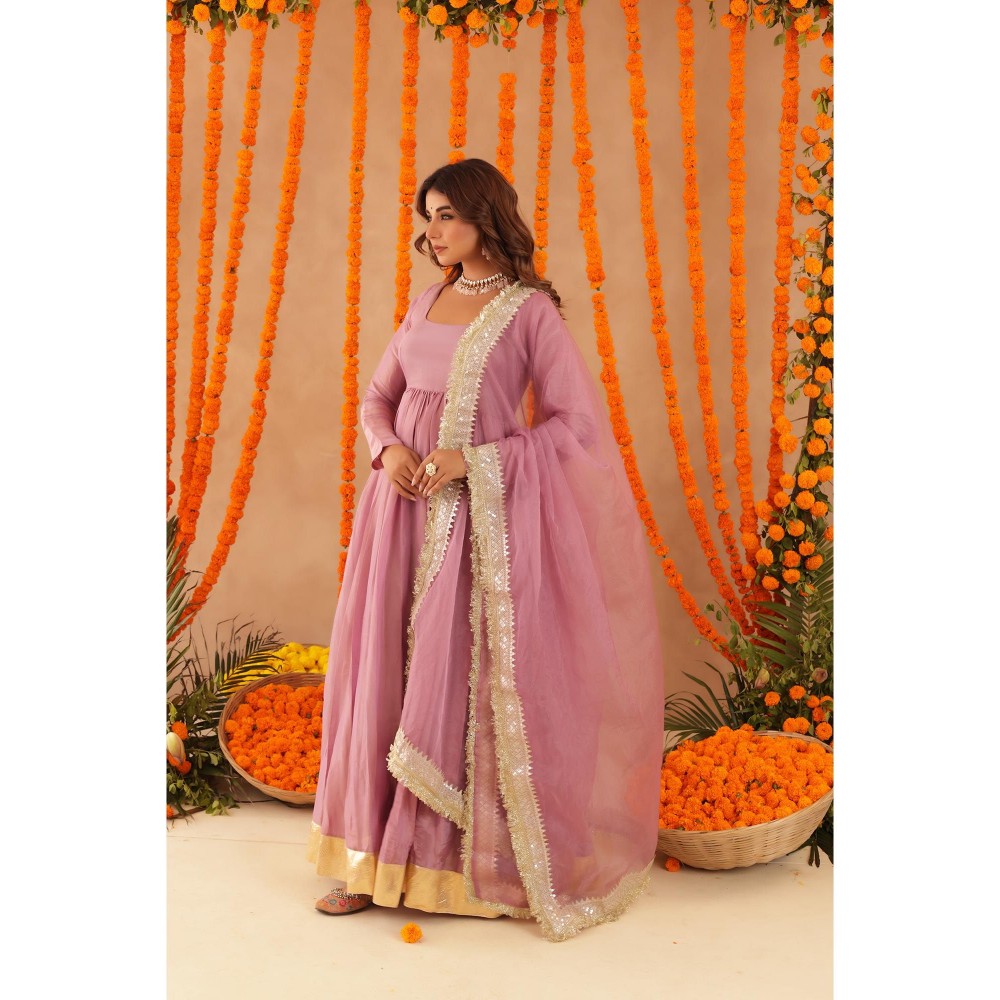 DEASHA INDIA Shubha Lilac Anarkali with Pant & Dupatta