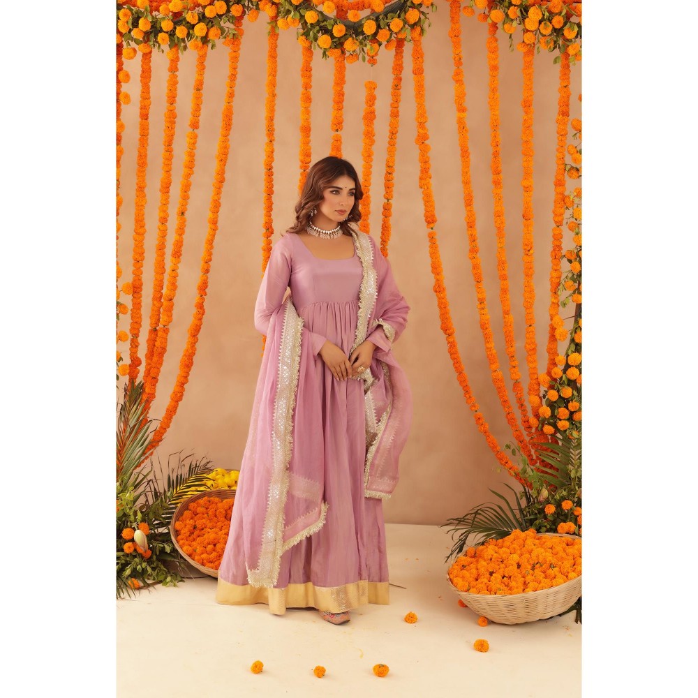 DEASHA INDIA Shubha Lilac Anarkali with Pant & Dupatta