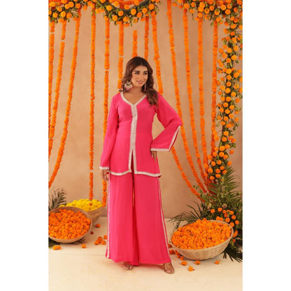 DEASHA INDIA Ziva Pink Kurti with Palazzo & Dupatta