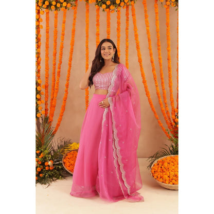 DEASHA INDIA Akira Hot Pink Detailed Lehenga with Blouse and Dupatta