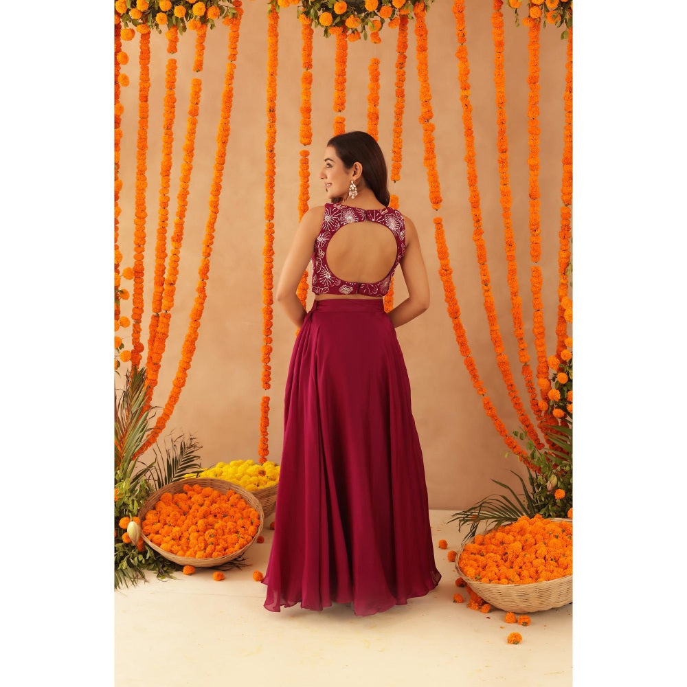 DEASHA INDIA Saisha Cherry Pink Detailed Lehenga with Blouse and Dupatta