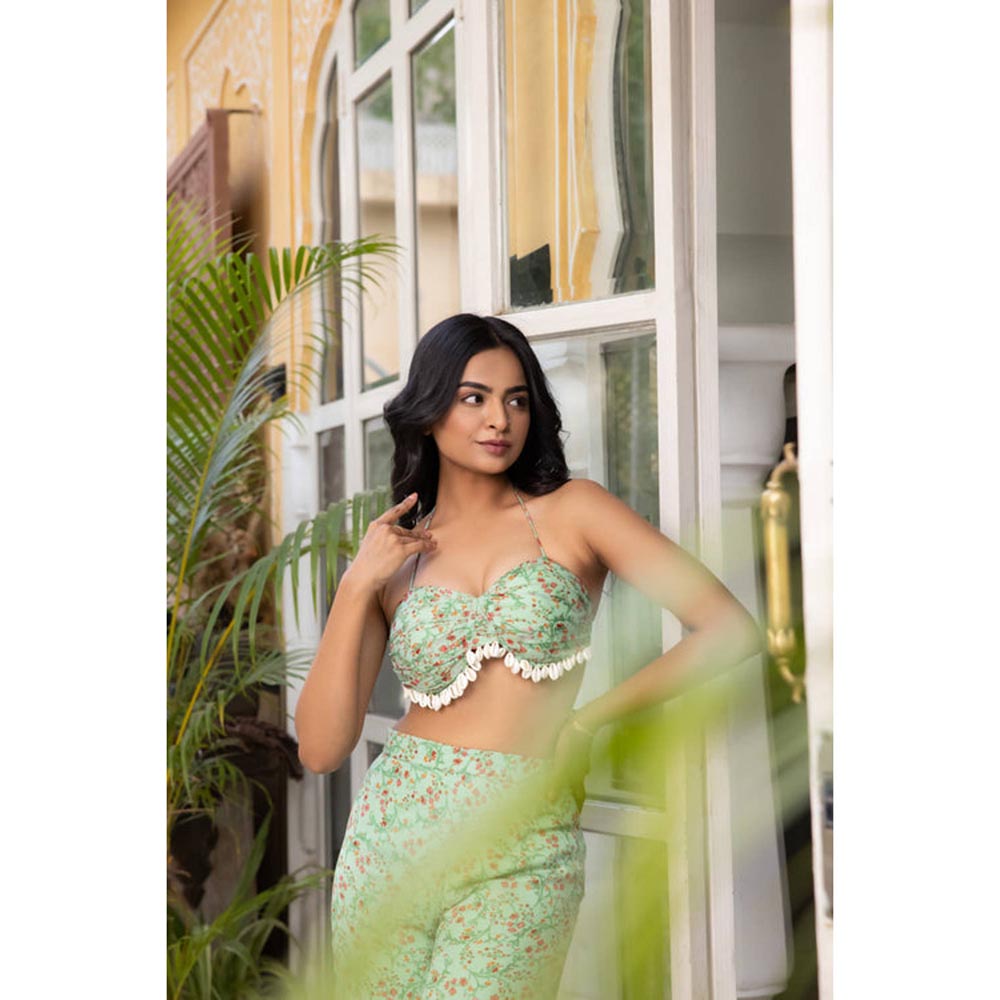 DEASHA INDIA Aliaa Sage Green Pearl Co-Ord Set