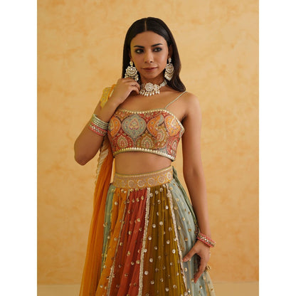 Deepika Chadha Multi Coloured Lehenga with Blouse and Dupatta (Set of 3)