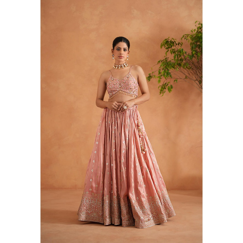 Deepika Chadha Pink Embellished Blouse with Lehenga and Dupatta (Set of 3)