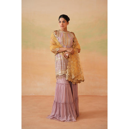 Deepika Chadha Purple Kurti with Sharara and Dupatta (Set of 3)