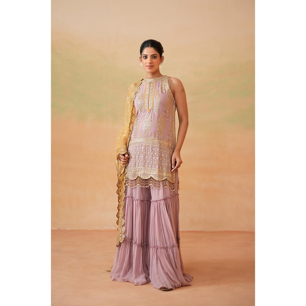 Deepika Chadha Purple Kurti with Sharara and Dupatta (Set of 3)