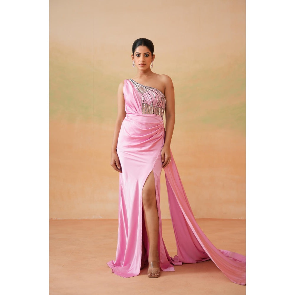 Deepika Chadha Pink Embroidered Gown