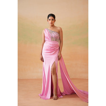 Deepika Chadha Pink Embroidered Gown